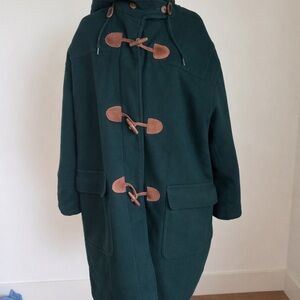 L.L. Bean Forest Green Coat with leather Toggle